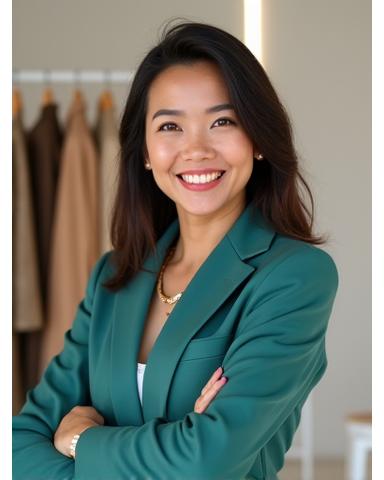 Potret Ibu Karina, Personal Stylist bersertifikat internasional, tersenyum percaya diri