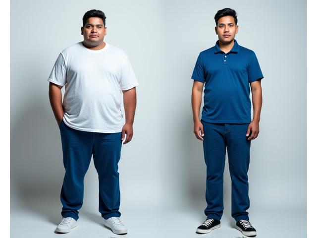 Visual perbandingan gaya sebelum dan sesudah untuk pria plus size