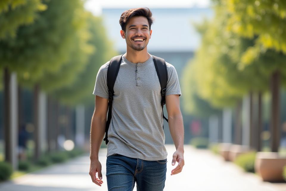 Pria dengan gaya weekend casual yang nyaman dan stylish, mengenakan kaos dan celana jeans.