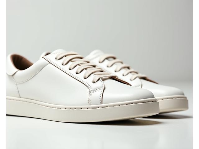 Sepatu sneaker kulit putih, favorit pelanggan untuk gaya kasual.